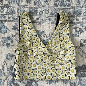 Anthropologie Maeve Sunflower Crop Tank